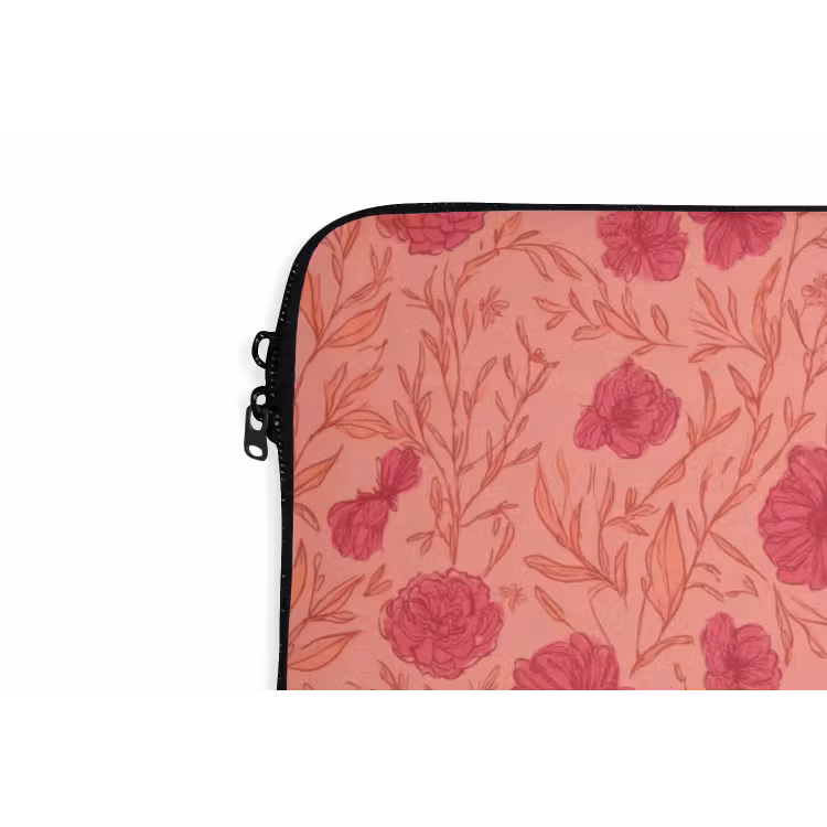 Weidebloemen - Romantisch - Roze laptophoes neopreen klein 279 -detail