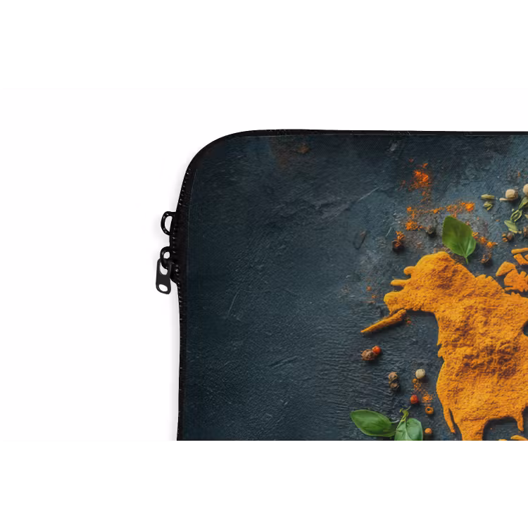 Wereldkaart - Kruiden - Levendige kleuren laptophoes neopreen klein -detail