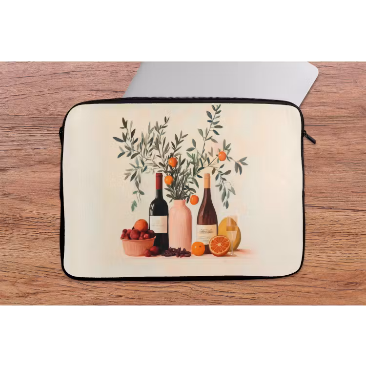 Wijnflessen - Takken - Sinaasappels laptophoes neopreen klein -tafel
