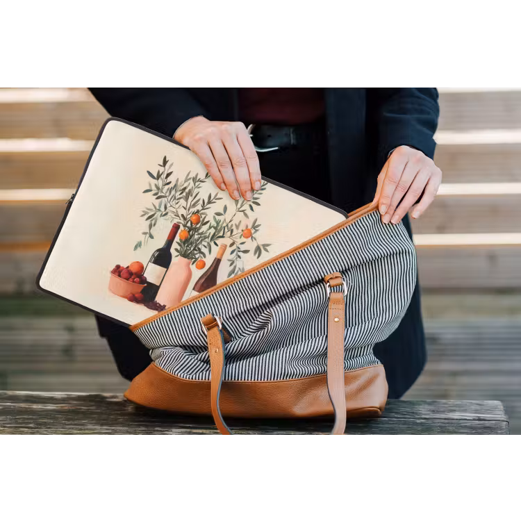 Wijnflessen - Takken - Sinaasappels laptophoes neopreen klein -tas