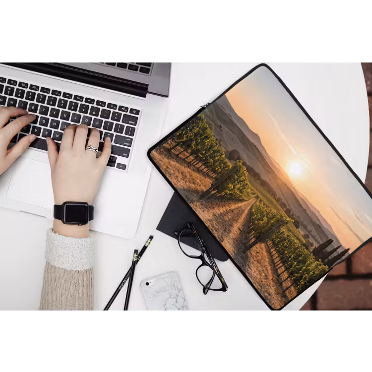 Wijngaard - Zonsondergang - Landschap laptophoes neopreen klein -bureau