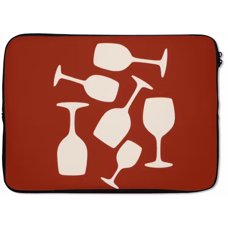 Wijnglazen - Silhouetten - Wit laptophoes neopreen klein -zkaufland3dotto
