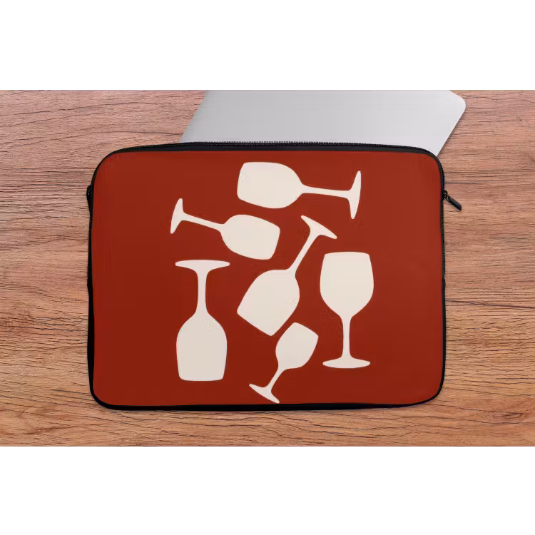 Wijnglazen - Silhouetten - Wit laptophoes neopreen klein -tafel