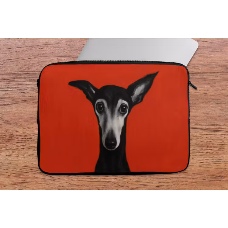 Windhond - Minimalistisch - Rood laptophoes neopreen klein -tafel