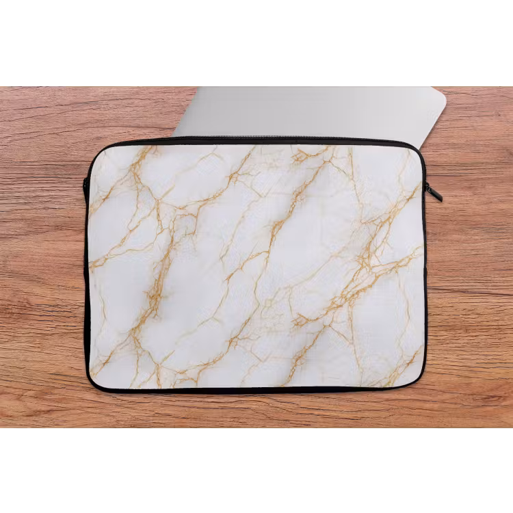 Wit - Goud - Marmer - Aders laptophoes neopreen klein 279 -tafel