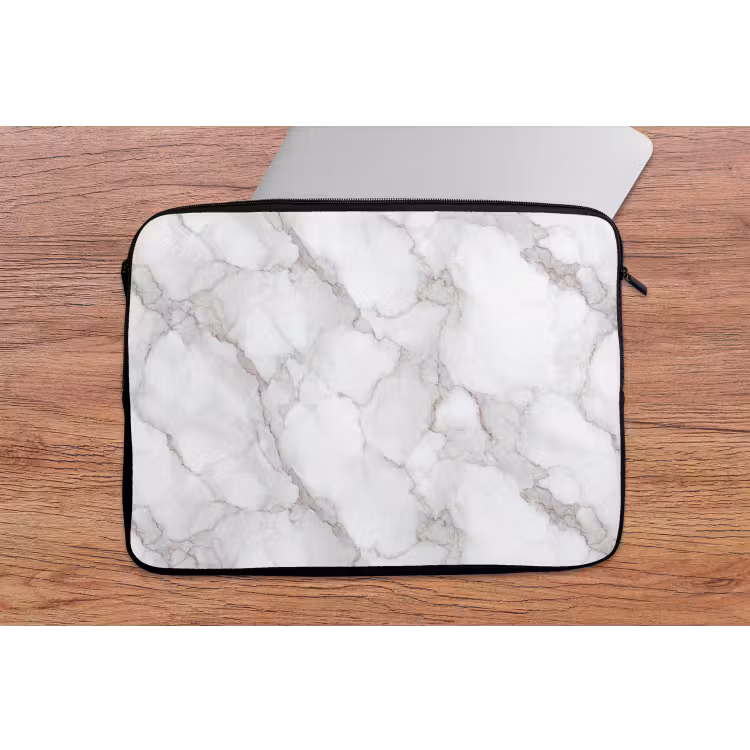 Wit - Marmer - Bruin laptophoes neopreen klein 279 -tafel