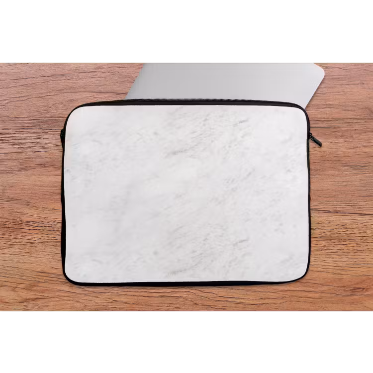 Wit - Marmer - Grijze aders laptophoes neopreen klein 279 -tafel