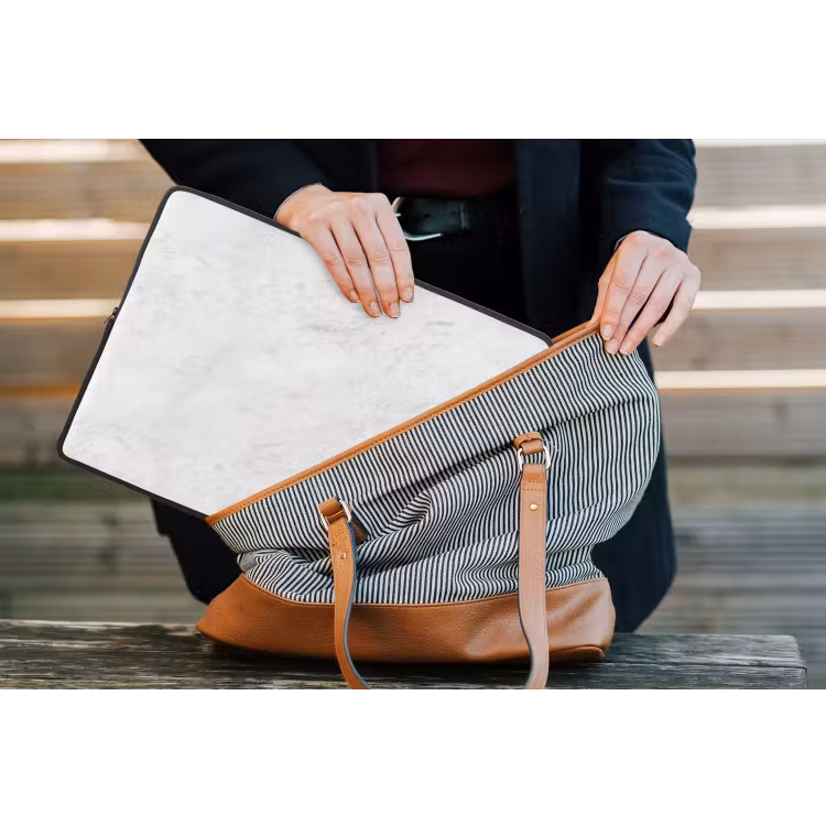 Wit - Marmer - Grijze aders laptophoes neopreen klein 279 -tas