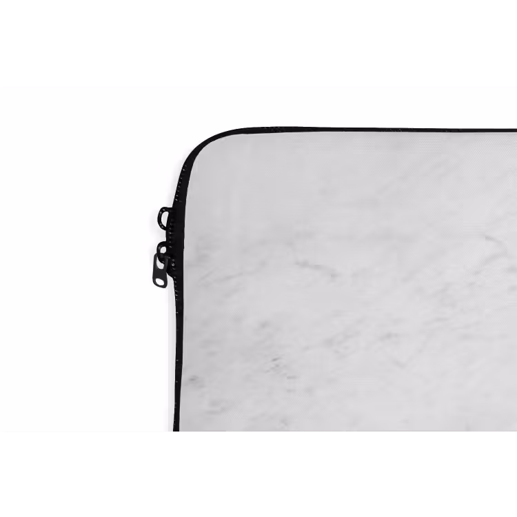 Wit - Marmer - Grijze aders laptophoes neopreen klein 279 -detail