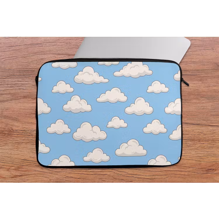 Wolk - Cartoon - Lucht - Blauw - Wit laptophoes neopreen klein -tafel