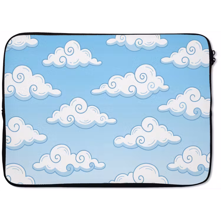 Wolk - Lucht - Cartoon - Blauw - Wit laptophoes neopreen klein -zkaufland3dotto