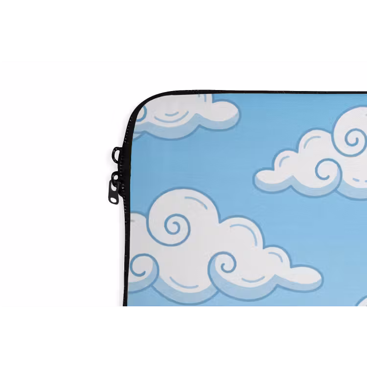 Wolk - Lucht - Cartoon - Blauw - Wit laptophoes neopreen klein -detail