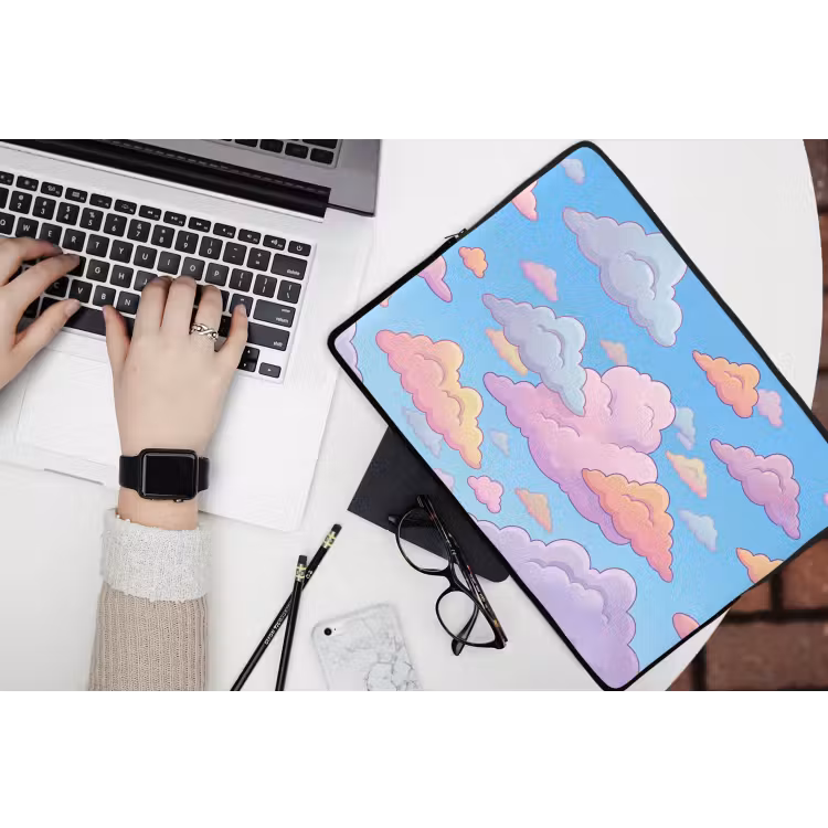 Wolk - Lucht - Natuur - Illustratie - Pastel laptophoes neopreen klein -bureau