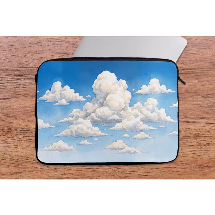 Wolken - Blauwe lucht - Natuur - Modern - Wit laptophoes neopreen klein -tafel