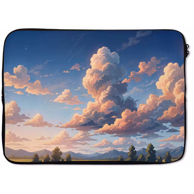 Wolken - Daghemel - Natuur - Illustratie - Oranje laptophoes neopreen klein -zkaufland3dotto