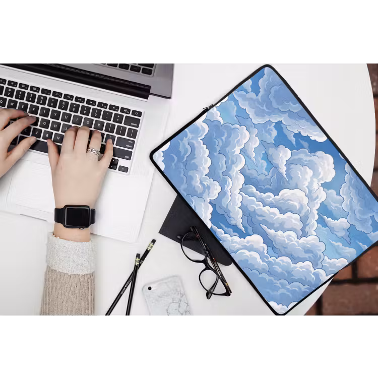 Wolken - Hemel - Abstract - Wit laptophoes neopreen klein -bureau
