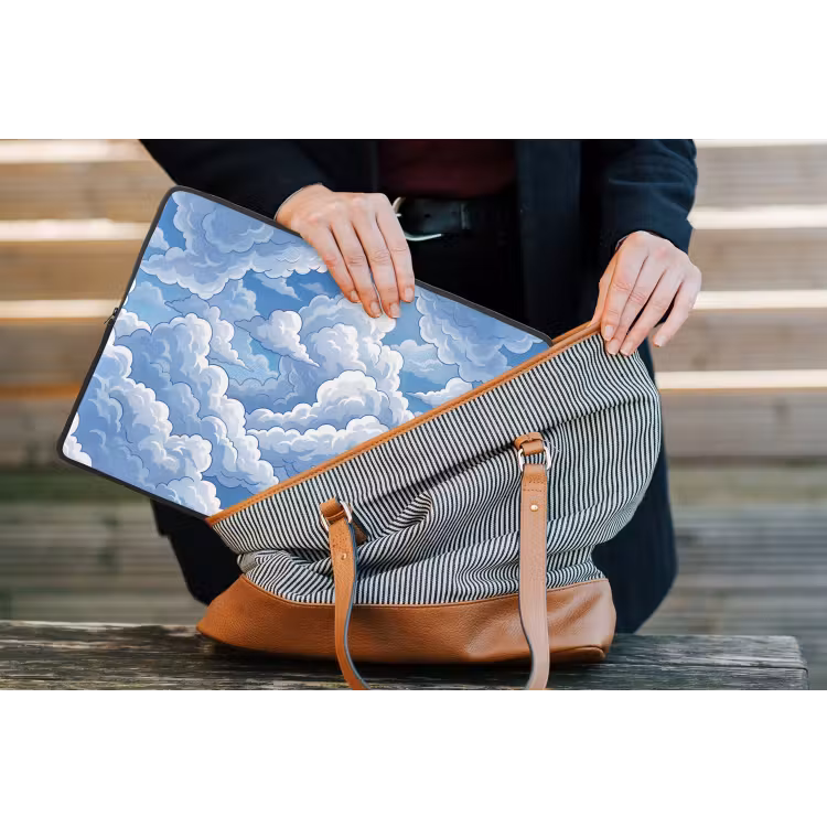 Wolken - Hemel - Abstract - Wit laptophoes neopreen klein -tas