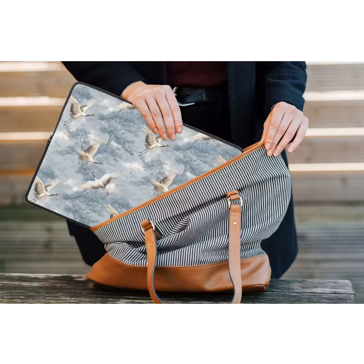 Wolken - Kraanvogels - Blauw laptophoes neopreen klein 279 -tas