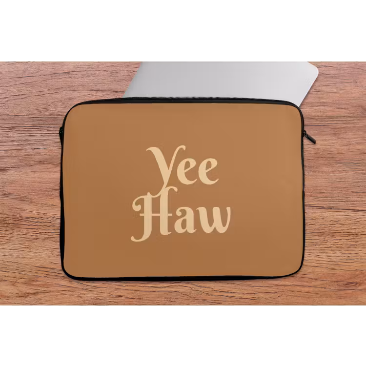 Yee haw - Bruin - Minimalistisch laptophoes neopreen klein -tafel