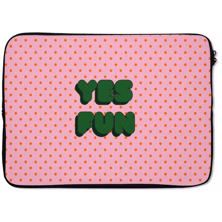 Yes fun - Groen - Roze - Stippen laptophoes neopreen klein -zkaufland3dotto