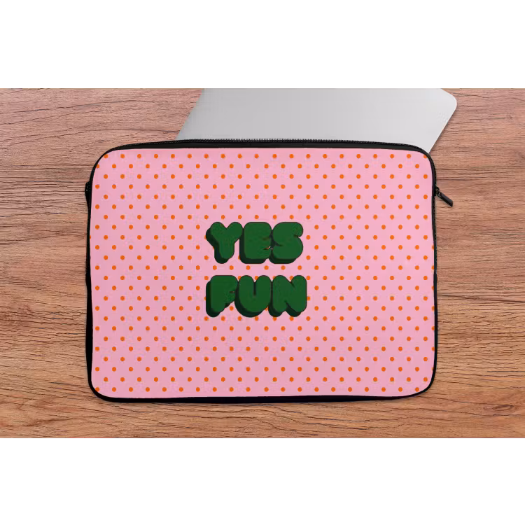 Yes fun - Groen - Roze - Stippen laptophoes neopreen klein -tafel