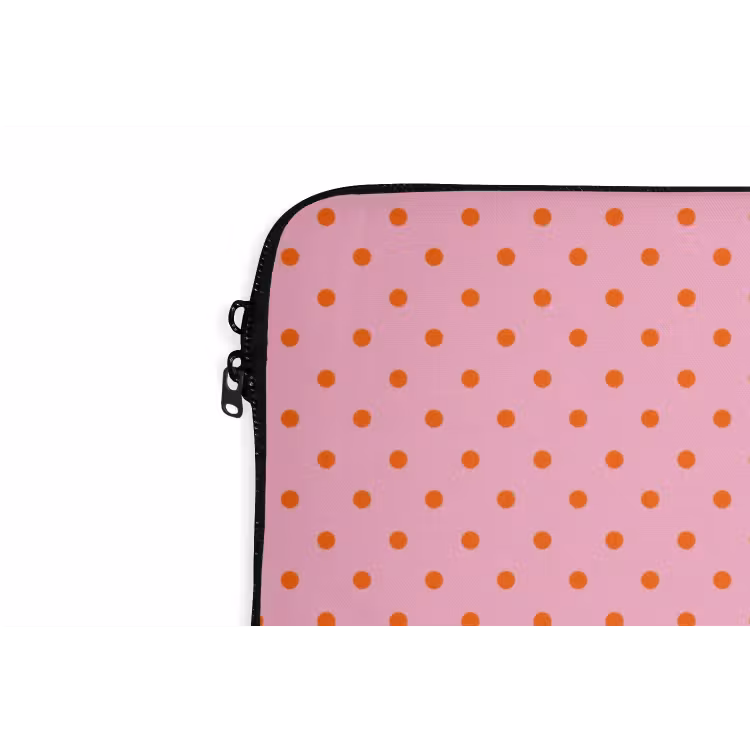 Yes fun - Groen - Roze - Stippen laptophoes neopreen klein -detail