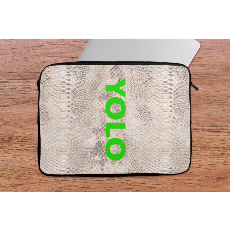 YOLO - Groen - Neon - Slangenprnt laptophoes neopreen klein -tafel