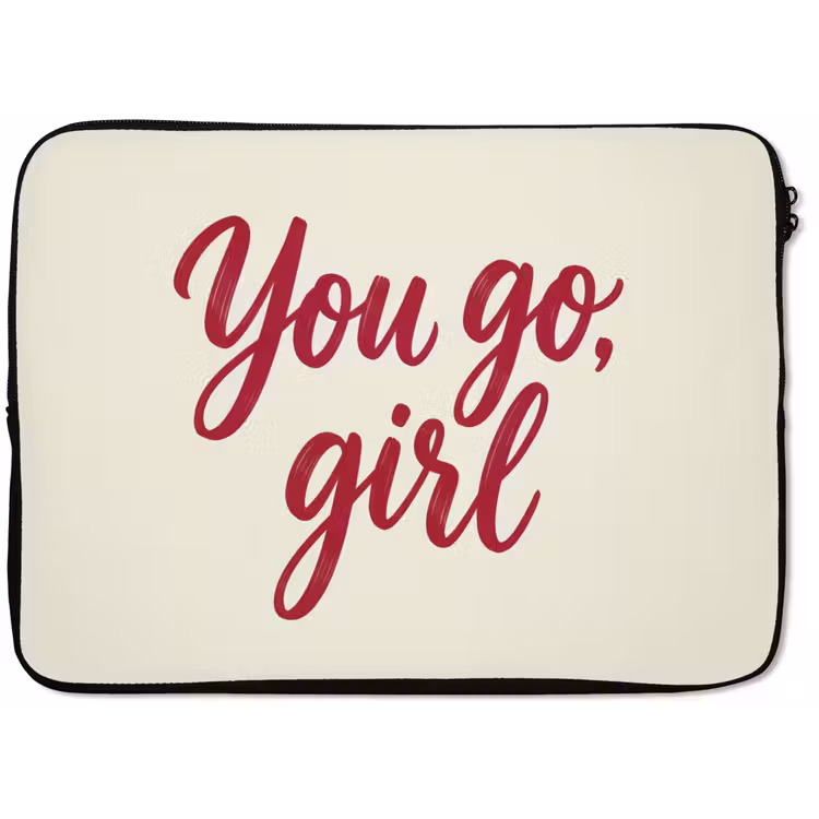 you go girl - Rood - Wit laptophoes neopreen klein -zkaufland3dotto
