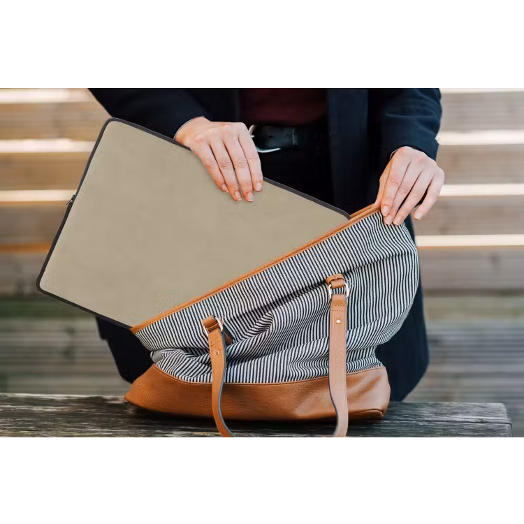 Zandkleur - Korrelige structuur - Beton laptophoes neopreen klein 279 -tas