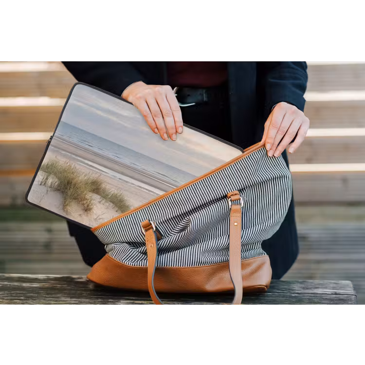 Zandstrand - Bewolkt - Duinen laptophoes neopreen klein -tas