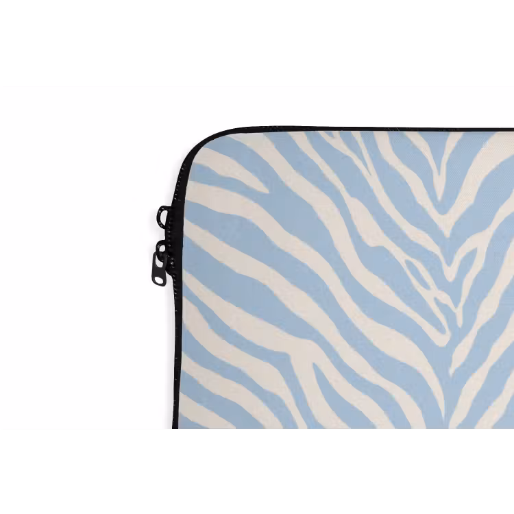 Zebra - Motief - Blauw - Wit laptophoes neopreen klein 279 -detail