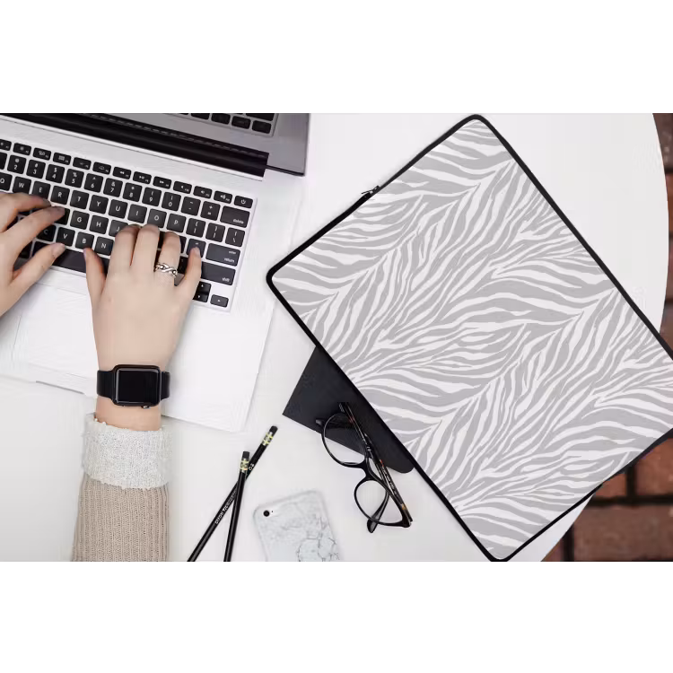 Zebra - Motief - Grijs laptophoes neopreen klein 279 -bureau