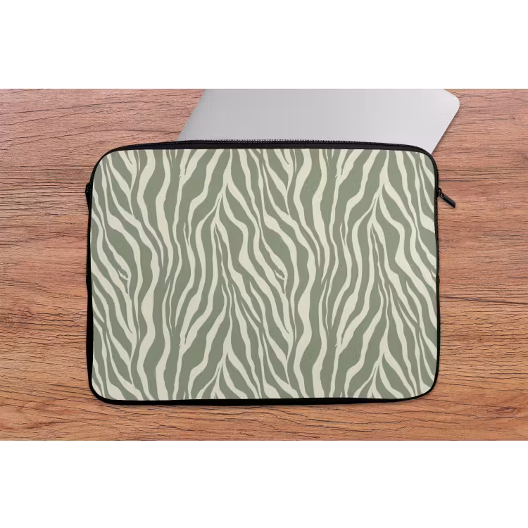 Zebra - Motief - Groen laptophoes neopreen klein 279 -tafel