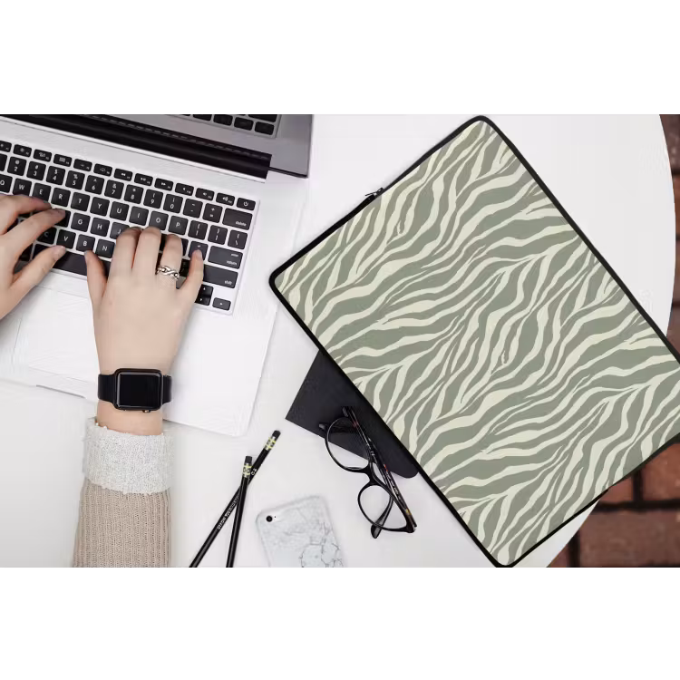 Zebra - Motief - Groen laptophoes neopreen klein 279 -bureau