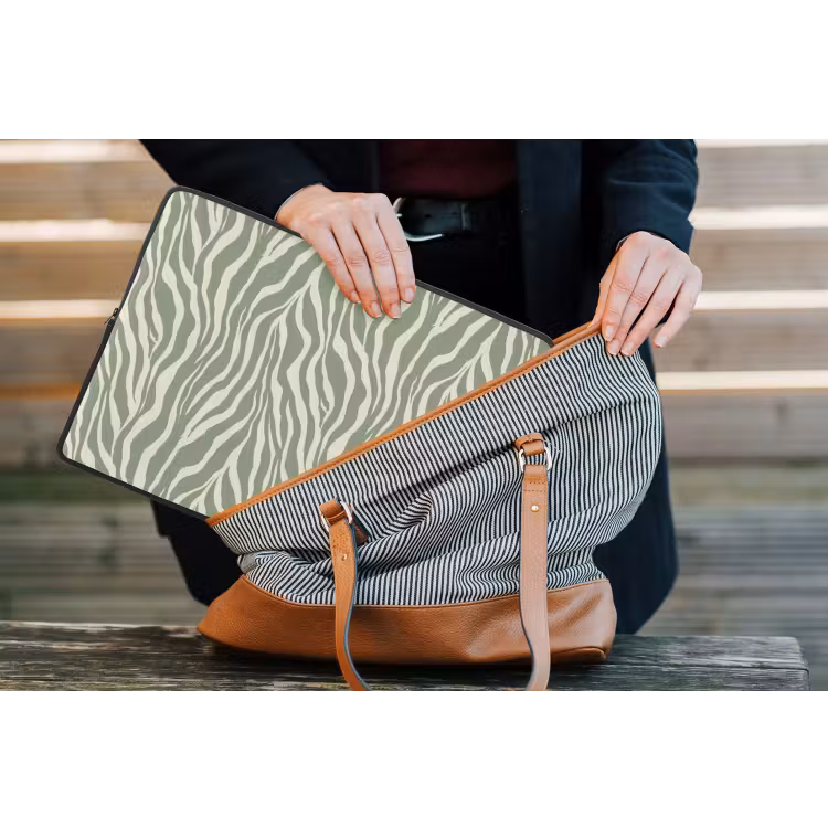 Zebra - Motief - Groen laptophoes neopreen klein 279 -tas
