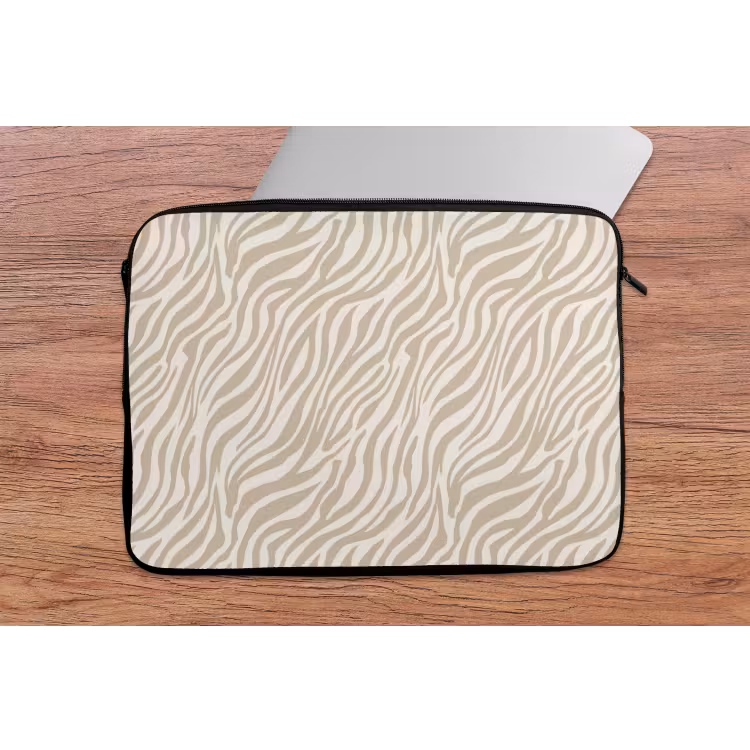 Zebra - Patroon - Beige laptophoes neopreen klein 279 -tafel