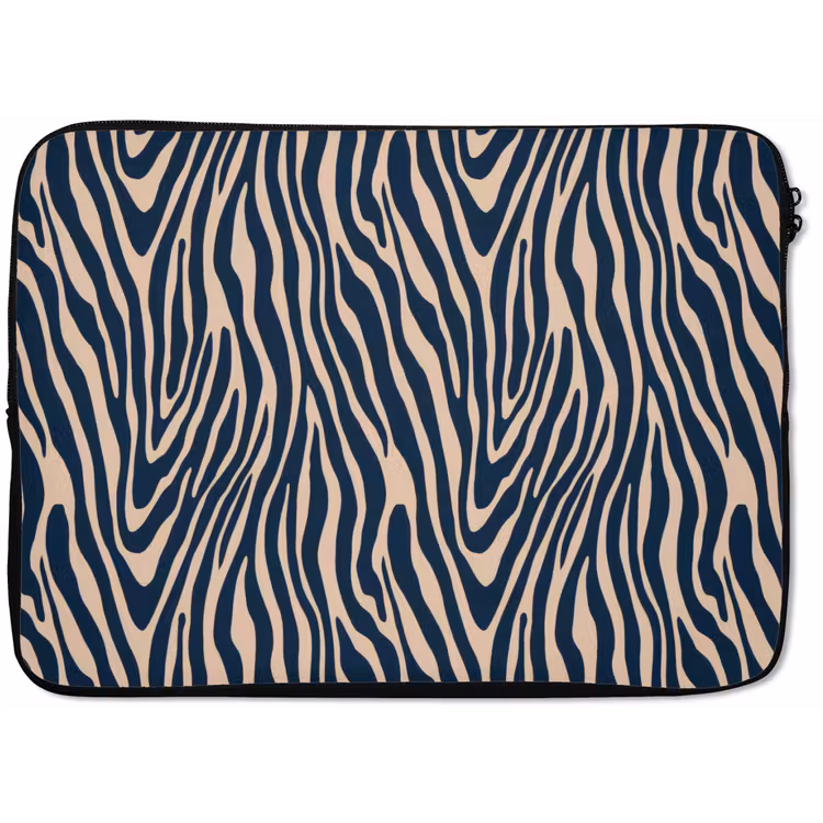 Zebra - Patroon - Blauw - Beige laptophoes neopreen klein 279 -zkaufland3dotto