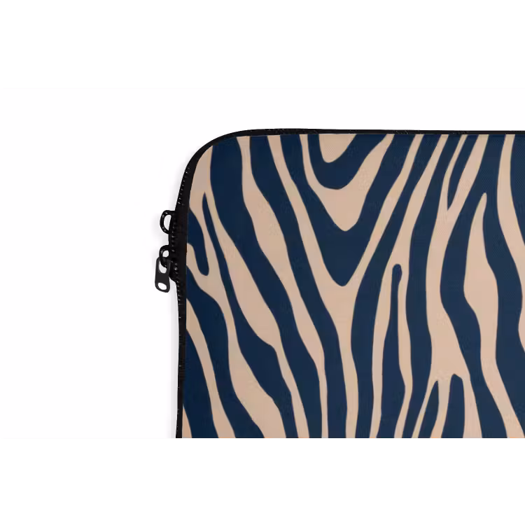 Zebra - Patroon - Blauw - Beige laptophoes neopreen klein 279 -detail