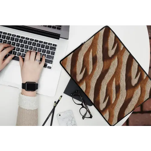Zebra - Patroon - Bruin laptophoes neopreen klein 279 -bureau