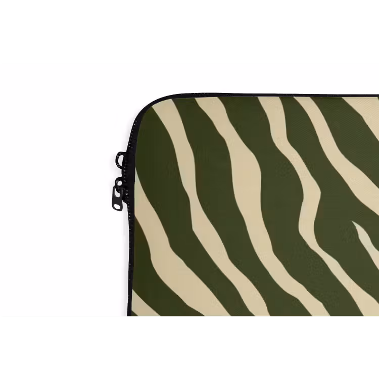 Zebra - Patroon - Groen laptophoes neopreen klein 279 -detail