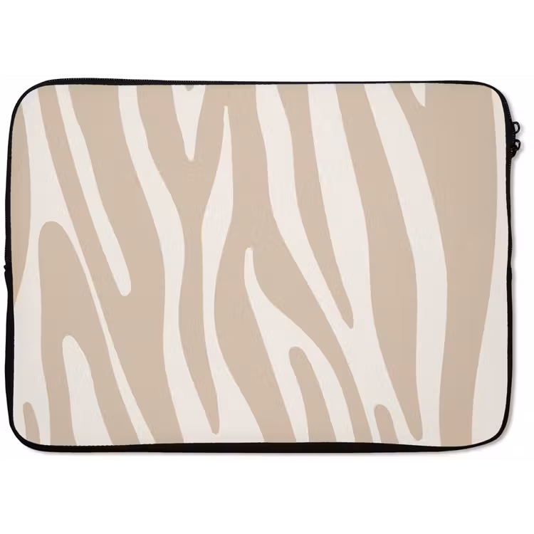 Zebraprint - Beige - Wit - Dierenprint laptophoes neopreen klein -zkaufland3dotto