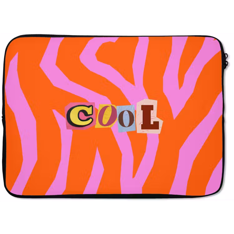Zebraprint - Grafisch - COOL - Oranje laptophoes neopreen klein -zkaufland3dotto