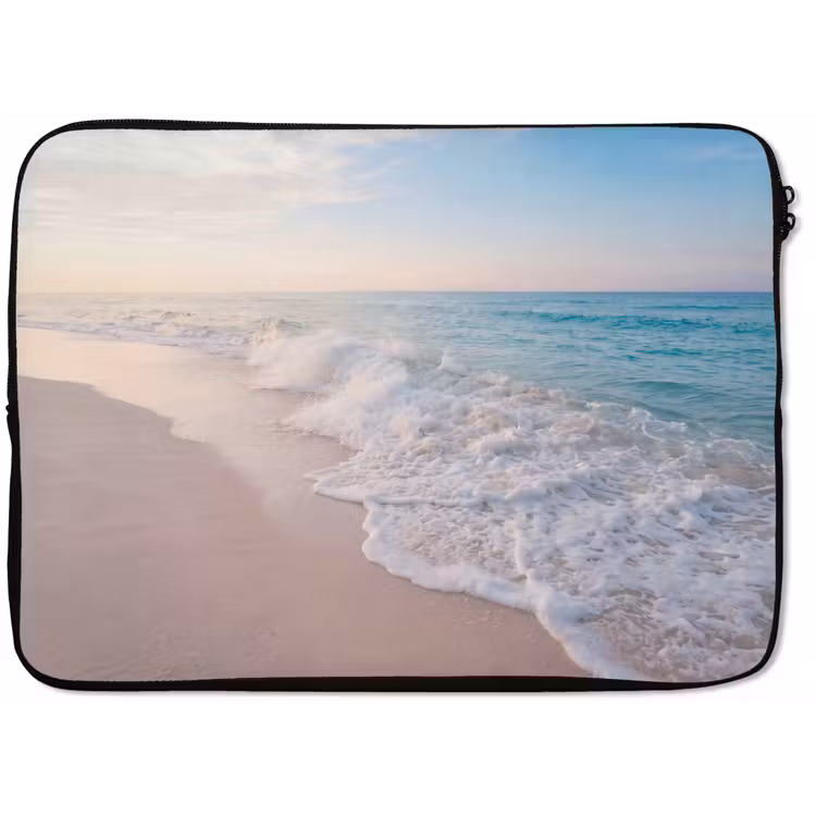 Zee - Golven - Strand - Natuur - Wit laptophoes neopreen klein -zkaufland3dotto