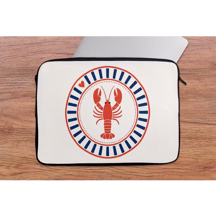 Zeeleven - Kreeft - Embleem - Grafisch - Rood laptophoes neopreen klein -tafel