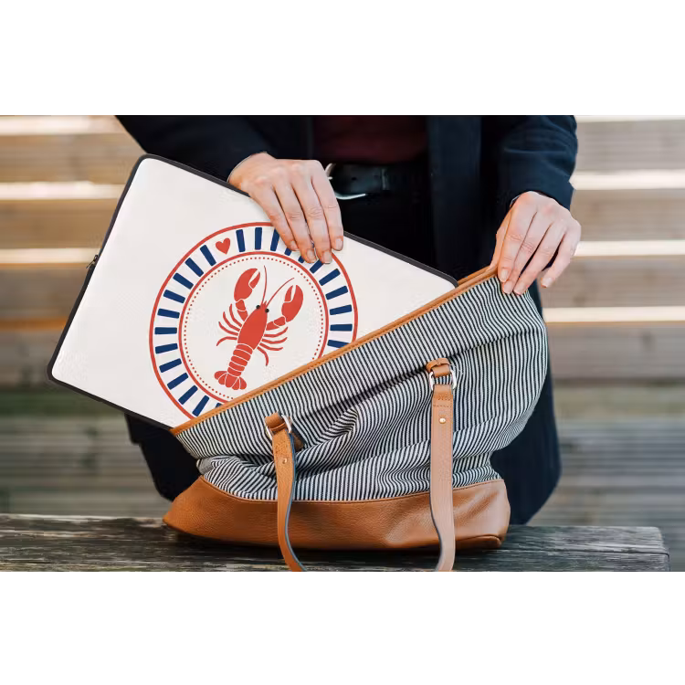 Zeeleven - Kreeft - Embleem - Grafisch - Rood laptophoes neopreen klein -tas