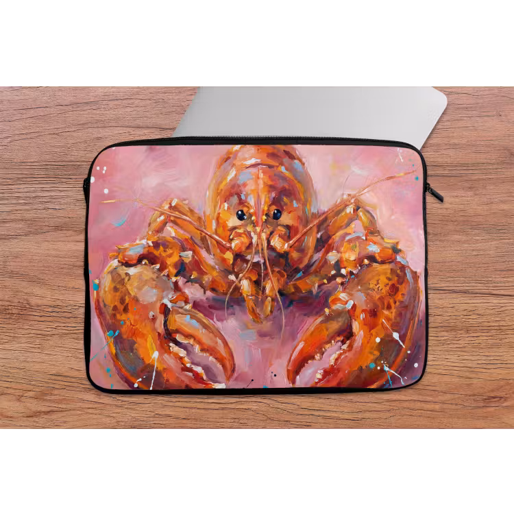 Zeeleven - Kreeft - Spatters - Abstract - Roze laptophoes neopreen klein -tafel