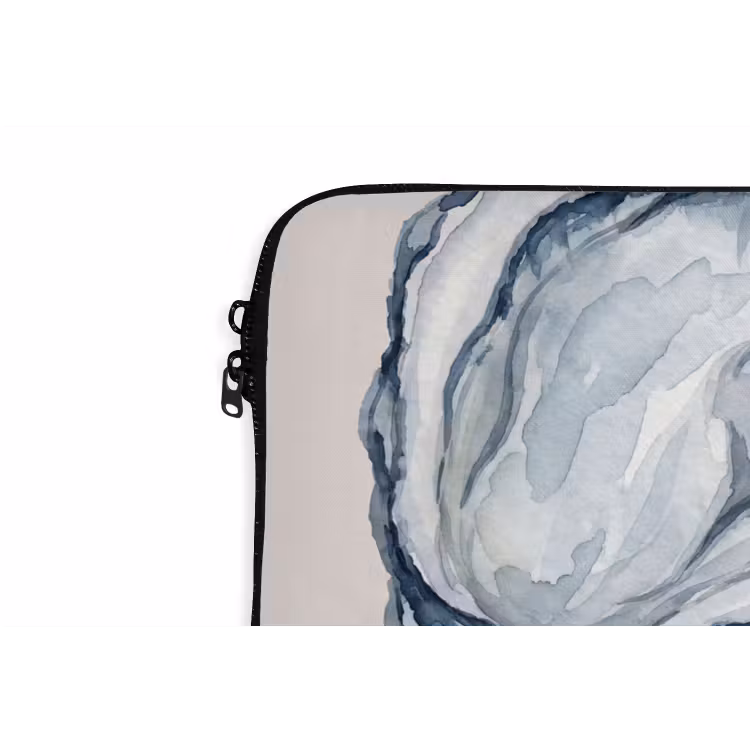 Zeeleven - Oester - Aquarel - Minimalistisch - Blauw laptophoes neopreen klein -detail