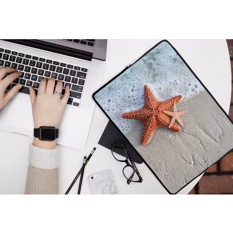 Zeester - Strand - Zee laptophoes neopreen klein -bureau