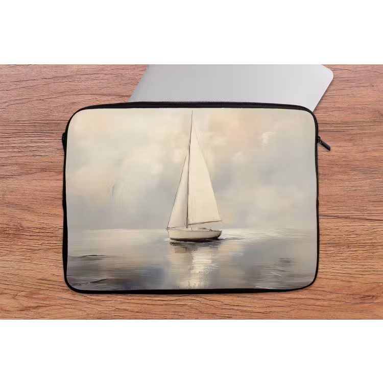 Zeilschip - Zee - Bewolkt laptophoes neopreen klein -tafel