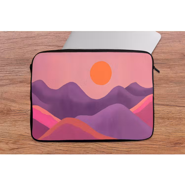 Zon - Heuvels - Paars - Abstract laptophoes neopreen klein -tafel